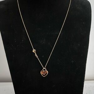 NWT Gold Heart Lock & Key Pendant Necklace